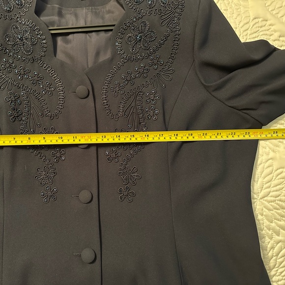 Navy two piece suit with bead detail on jacket. Mother of bride suit. - Picture 3 of 6